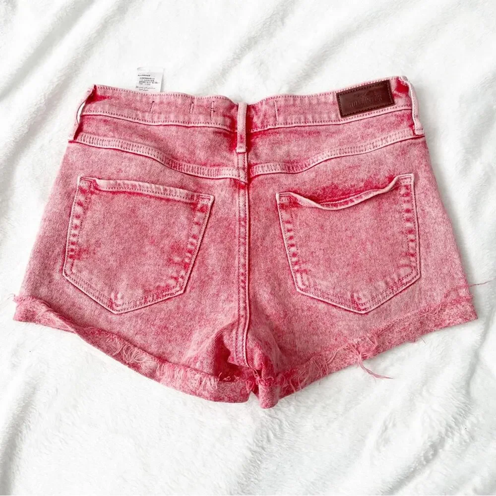Hollister pink high rise short jean shorts mini denim size 9 29 vintage stretch